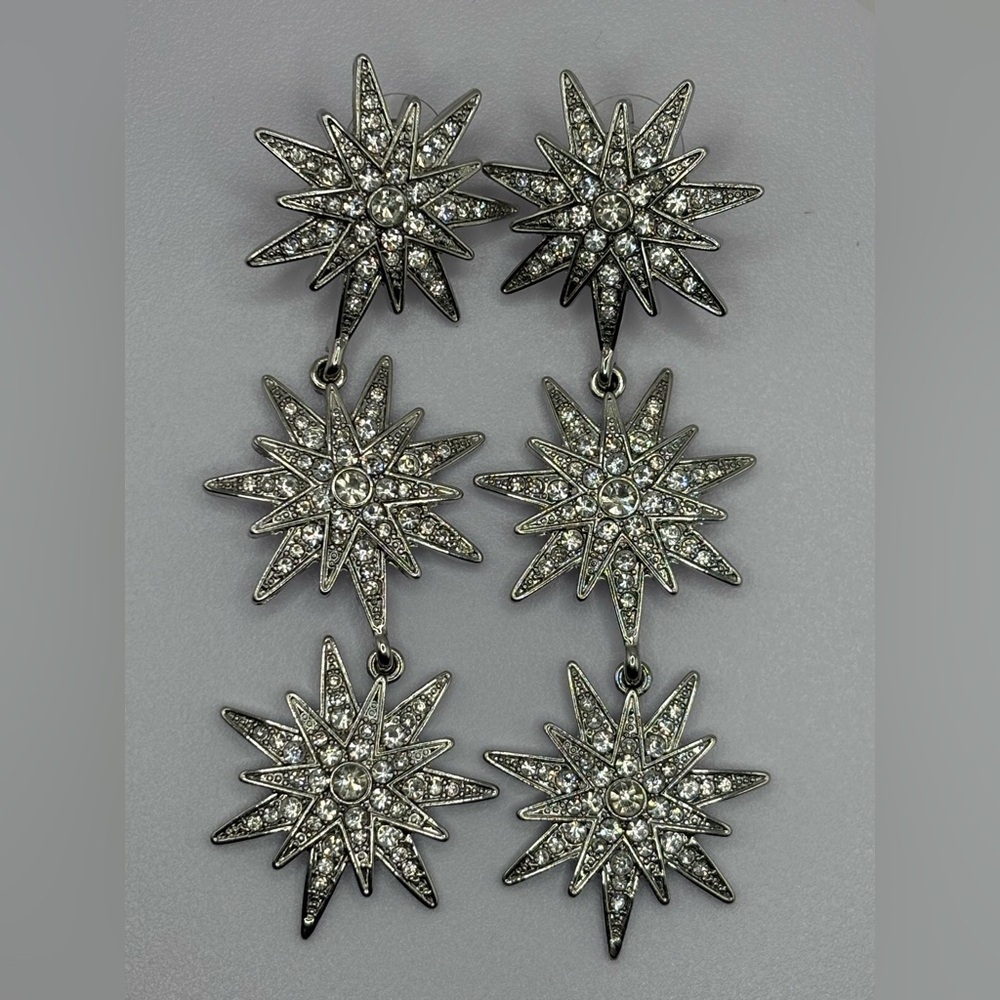 BRIDAL👰 CRYSTAL 🌟 STARBURST Earrings PAGEANT 👸 SWAROVSKI - Picture 3 of 9